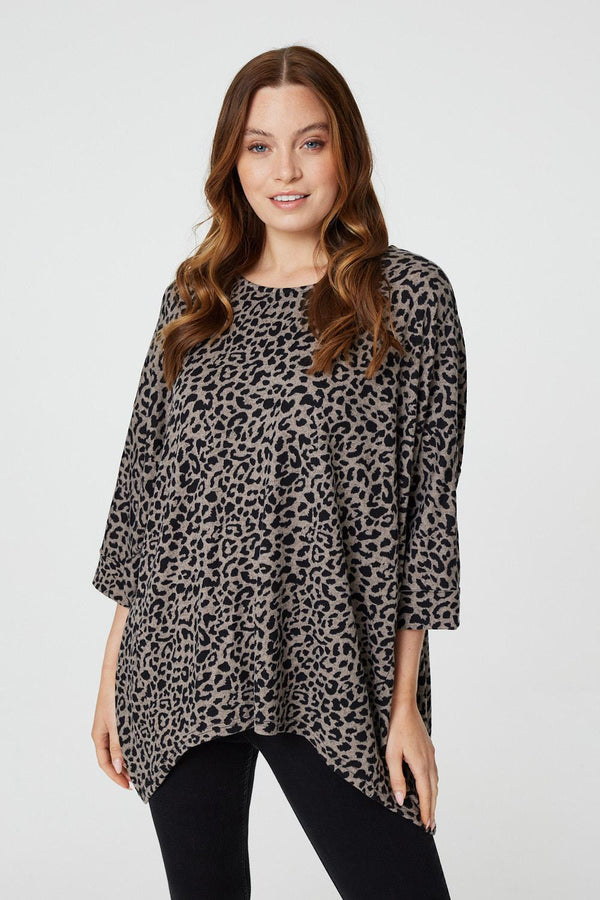 Stone | Leopard Print Oversized Top 