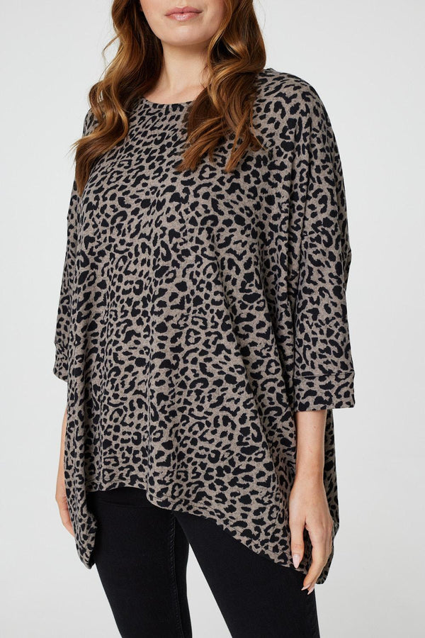 Stone | Leopard Print Oversized Top 