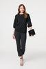 Black | Floral Lace 3/4 Puff Sleeve Blouse
