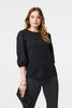 Black | Floral Lace 3/4 Puff Sleeve Blouse
