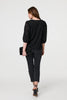 Black | Floral Lace 3/4 Puff Sleeve Blouse
