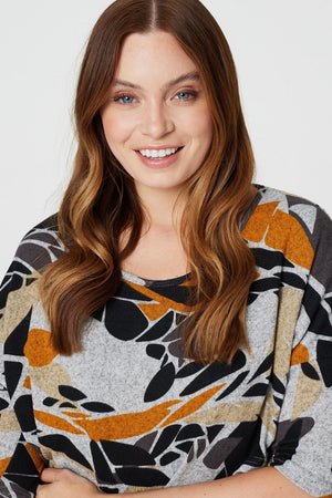 Navy | Abstract Print Asymmetric Top