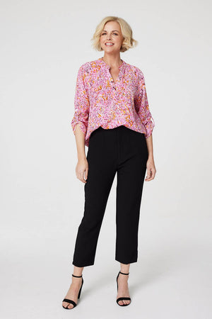 Pink | Printed 3/4 Sleeve Relaxed Blouse