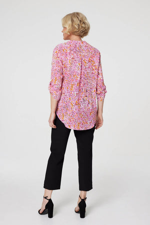 Pink | Printed 3/4 Sleeve Relaxed Blouse