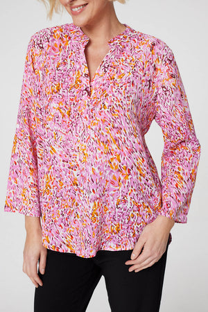 Pink | Printed 3/4 Sleeve Relaxed Blouse
