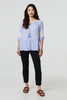 Blue | Animal Print Tassel Bardot Neck Blouse
