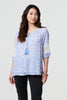 Blue | Animal Print Tassel Bardot Neck Blouse
