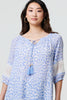 Blue | Animal Print Tassel Bardot Neck Blouse
