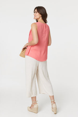 Pink | Asymmetric Pleat Front Blouse Top