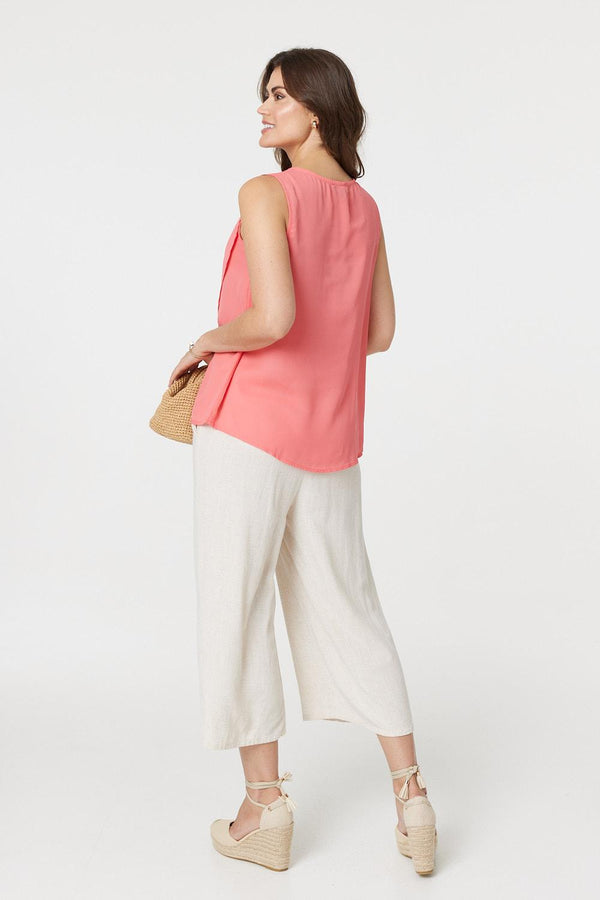 Pink | Asymmetric Pleat Front Blouse Top