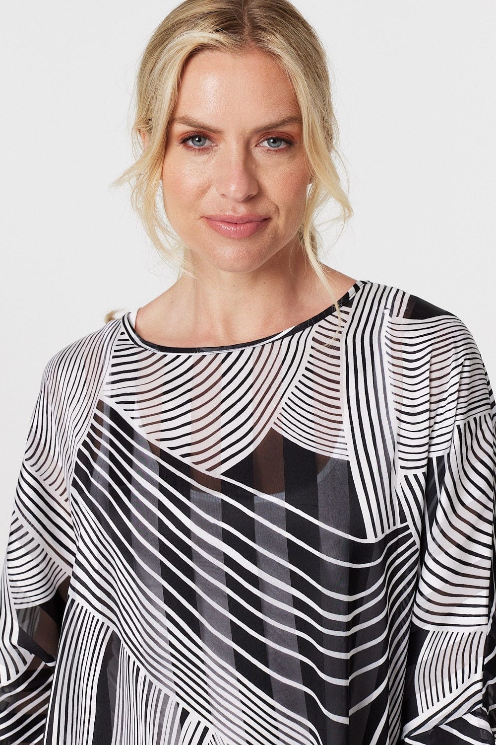 Black | Printed 3/4 Sleeve Blouse Top