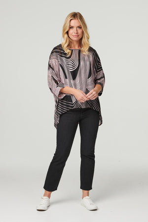 Pink | Printed 3/4 Sleeve Blouse Top