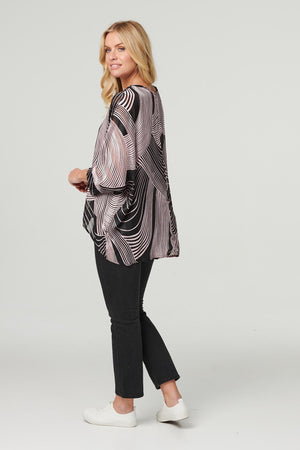 Pink | Printed 3/4 Sleeve Blouse Top