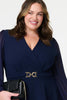 Navy | Sheer Sleeve Wrap Front Blouse