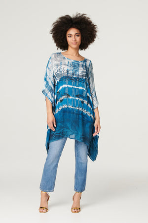 Blue | Tie Dye Relaxed Tunic Blouse