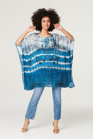 Blue | Tie Dye Relaxed Tunic Blouse