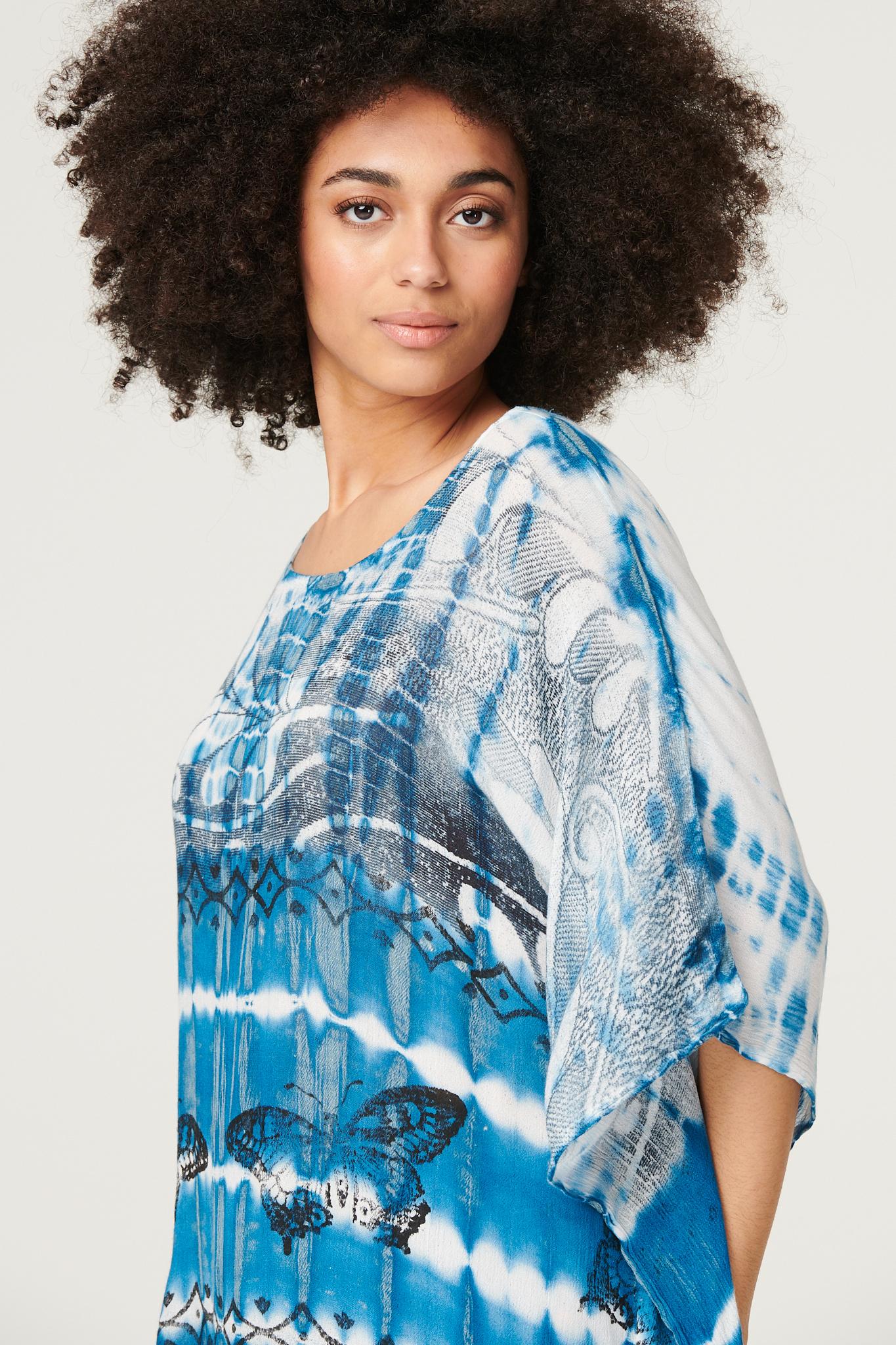 Blue | Tie Dye Relaxed Tunic Blouse