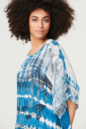 Blue | Tie Dye Relaxed Tunic Blouse