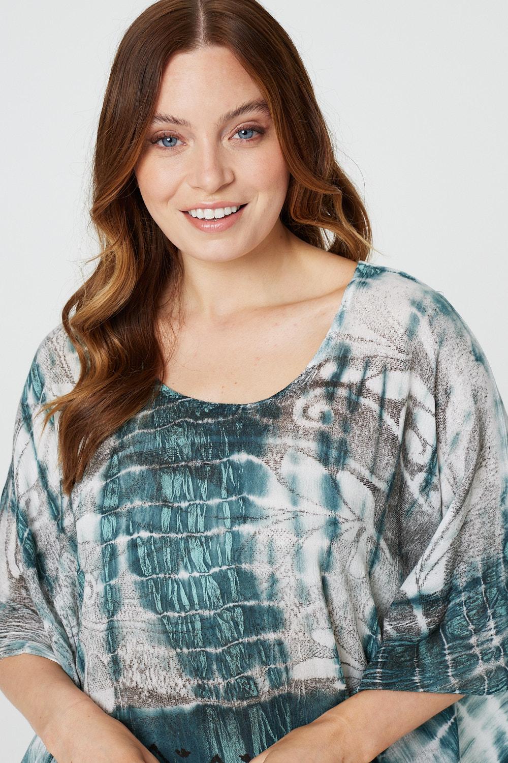 Teal | Tie Dye Relaxed Tunic Blouse