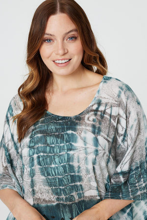 Teal | Tie Dye Relaxed Tunic Blouse