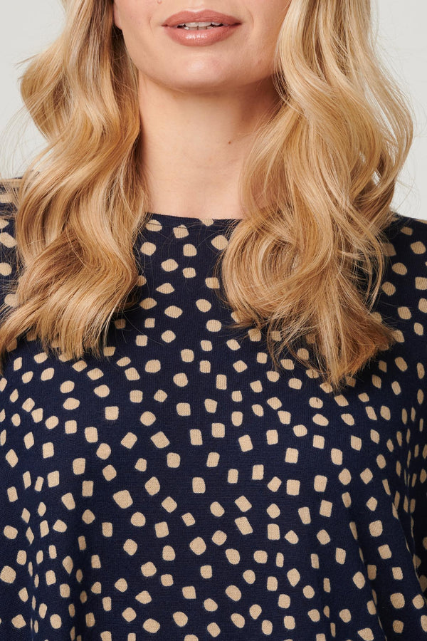 Navy | Polka Dot Oversize Blouse Top