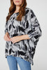 Grey | Brushstroke Print Oversized Top