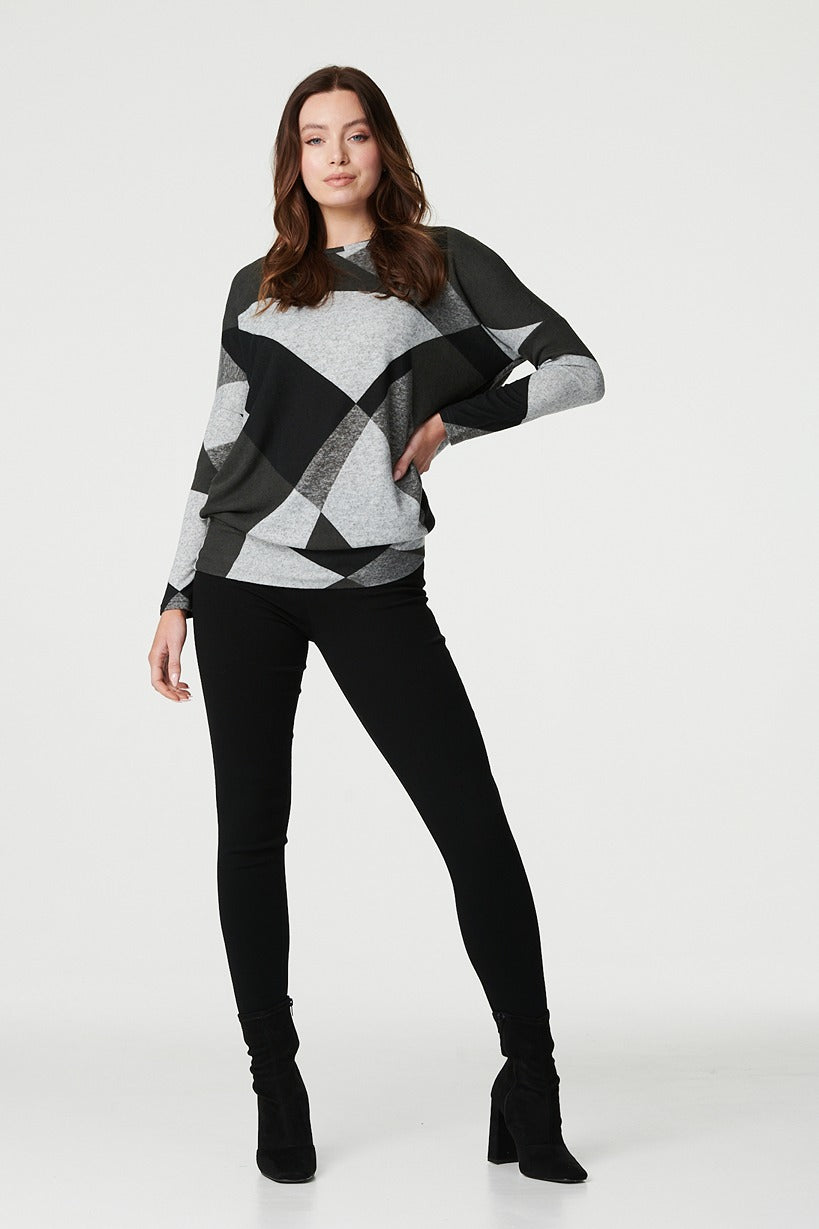 Grey | Abstract Print Relaxed Sweater