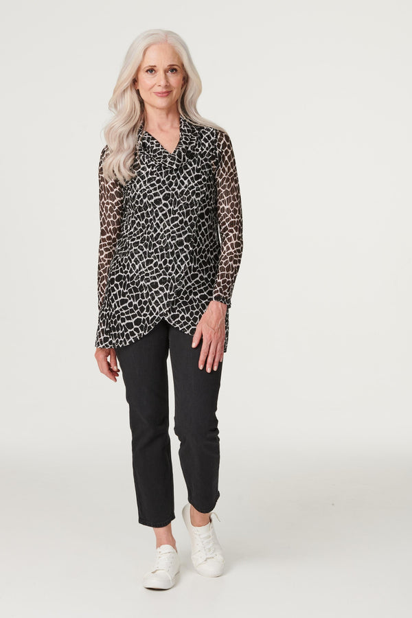 Black | Printed Longline Layered Blouse