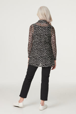 Black | Printed Longline Layered Blouse
