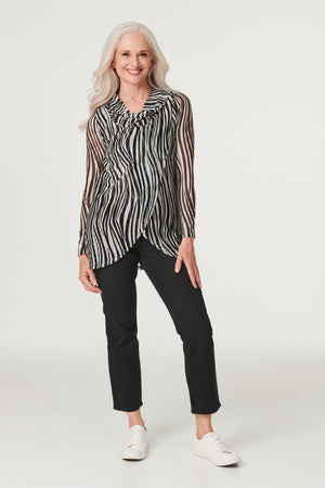Black And White | Abstract Print Layered Blouse