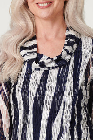 Blue | Printed Cowl Neck Layered Blouse