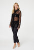 Black | Embellished Long Sleeve Sheer Shirt