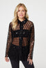 Black | Embellished Long Sleeve Sheer Shirt : Model is 5'10