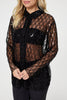 Black | Embellished Long Sleeve Sheer Shirt