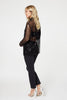 Black | Embellished Long Sleeve Sheer Shirt