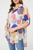 Blue | Abstract Semi Sheer High Low Shirt
