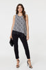 Black | Printed Asymmetric Sleeveless Tunic Top
