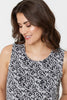 Black | Printed Asymmetric Sleeveless Tunic Top