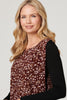 Black | Printed Layered Hem Blouse Top
