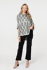 Green | Geo Print Roll Neck Oversized Top

