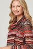 Red | Chevron Print Cowl Neck Top