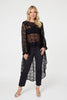 Black | Lace Semi Sheer High Low Top
