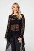 Black | Lace Semi Sheer High Low Top