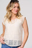 Ivory | Lace Crochet Detail Cap Sleeve Top