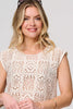 Ivory | Lace Crochet Detail Cap Sleeve Top