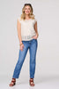 Ivory | Lace Crochet Detail Cap Sleeve Top :  Model is 5'10