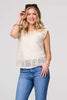 Ivory | Lace Crochet Detail Cap Sleeve Top