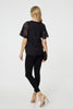 Black| Floral Lace Detail Flared Sleeve Blouse