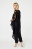 Black | Lace Semi Sheer Drop Hem Top