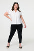 White | Broderie Anglaise Lace Trim Blouse : Model is 5'8